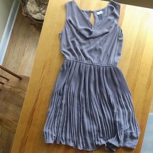 Cowl neck dress with pleated skirt